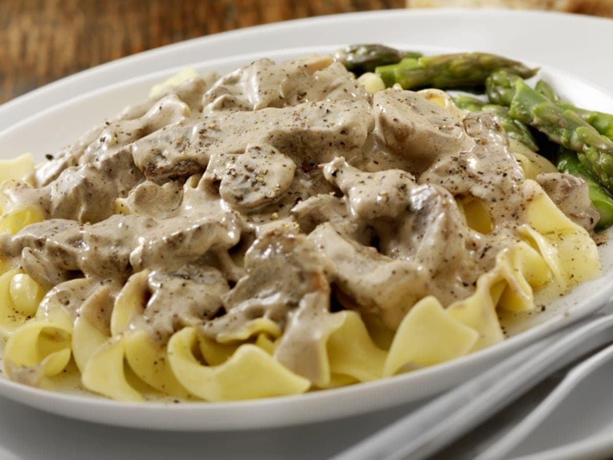 Beef stroganoff — Russian recipe