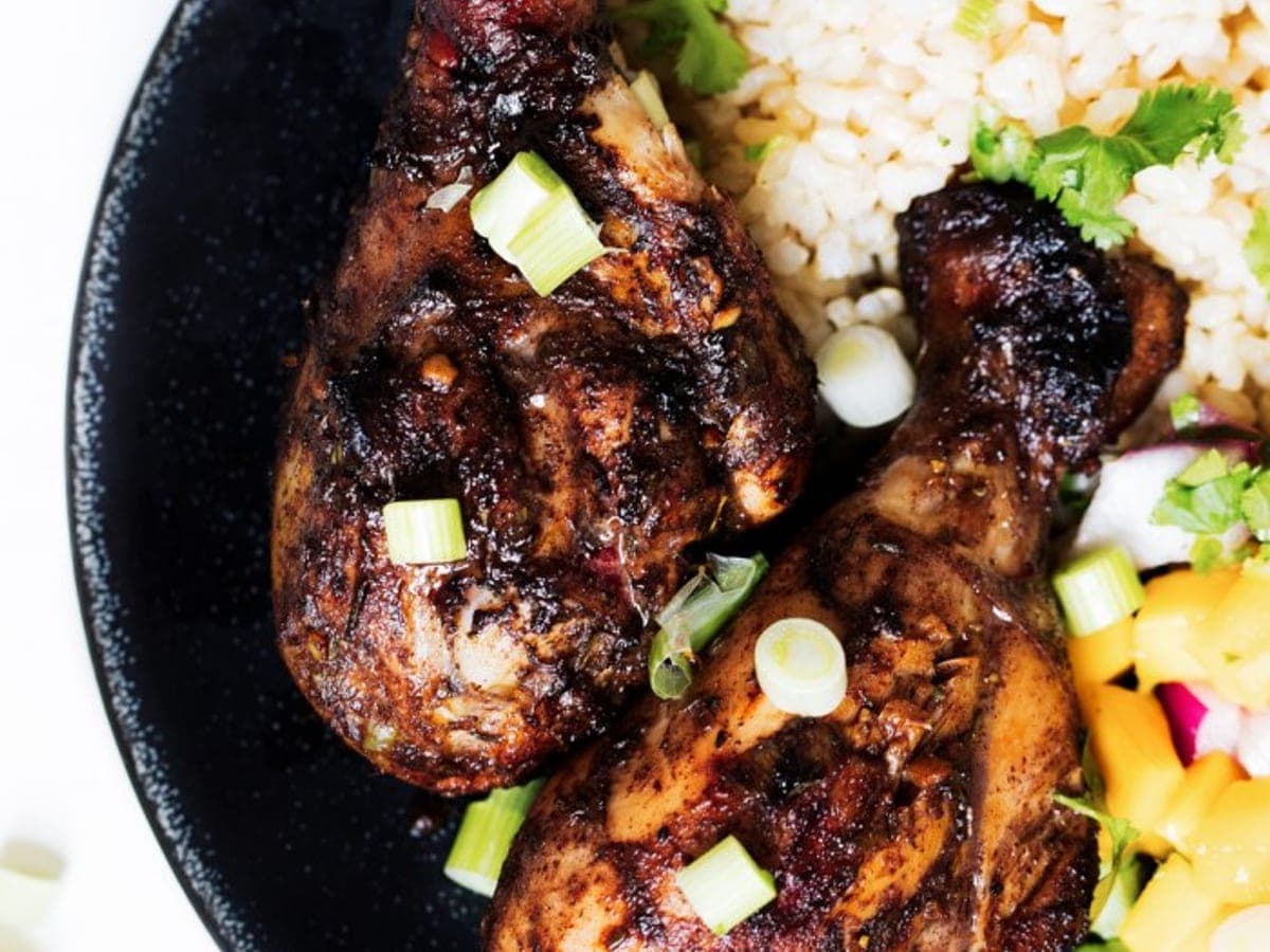 Jerk chicken with rice & peas — Jamaican recipe