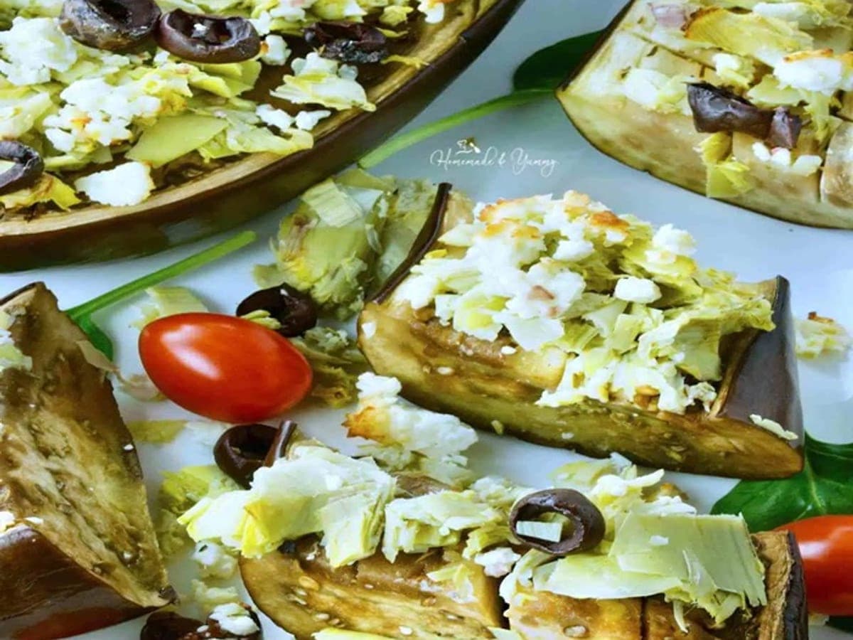 Roast aubergine with goat's cheese & toasted flatbread — Turkish recipe