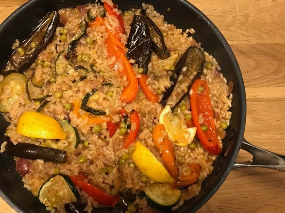 Roast fennel and aubergine paella — Spanish recipe