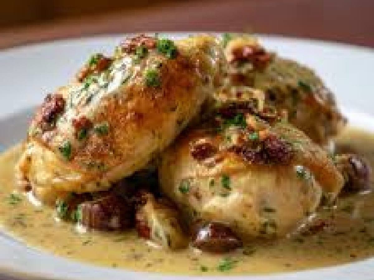 Roasted chicken with creamy walnut sauce — Turkish recipe
