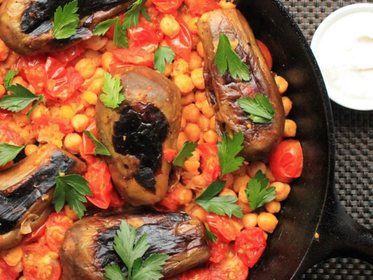 Stovetop Eggplant With Harissa, Chickpeas, and Cumin Yogurt — United States recipe