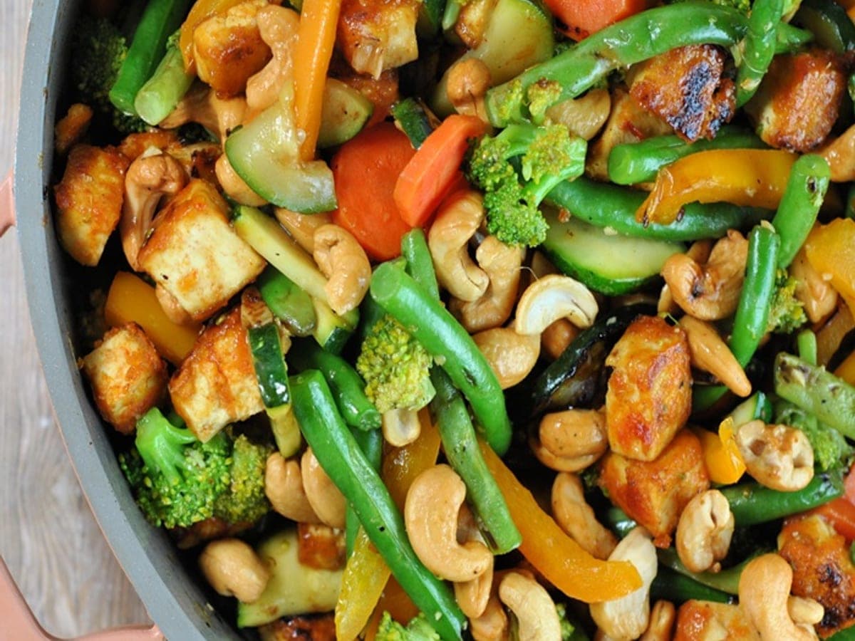 Tofu, greens & cashew stir-fry — Vietnamese recipe