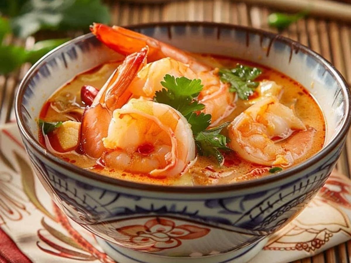 Tom yum (hot & sour) soup with prawns — Thai recipe