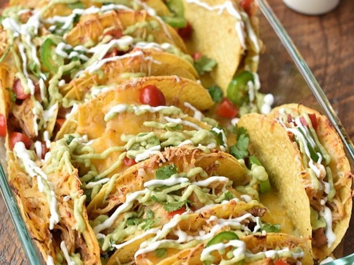 Crock Pot Chicken Baked Tacos — Mexican recipe