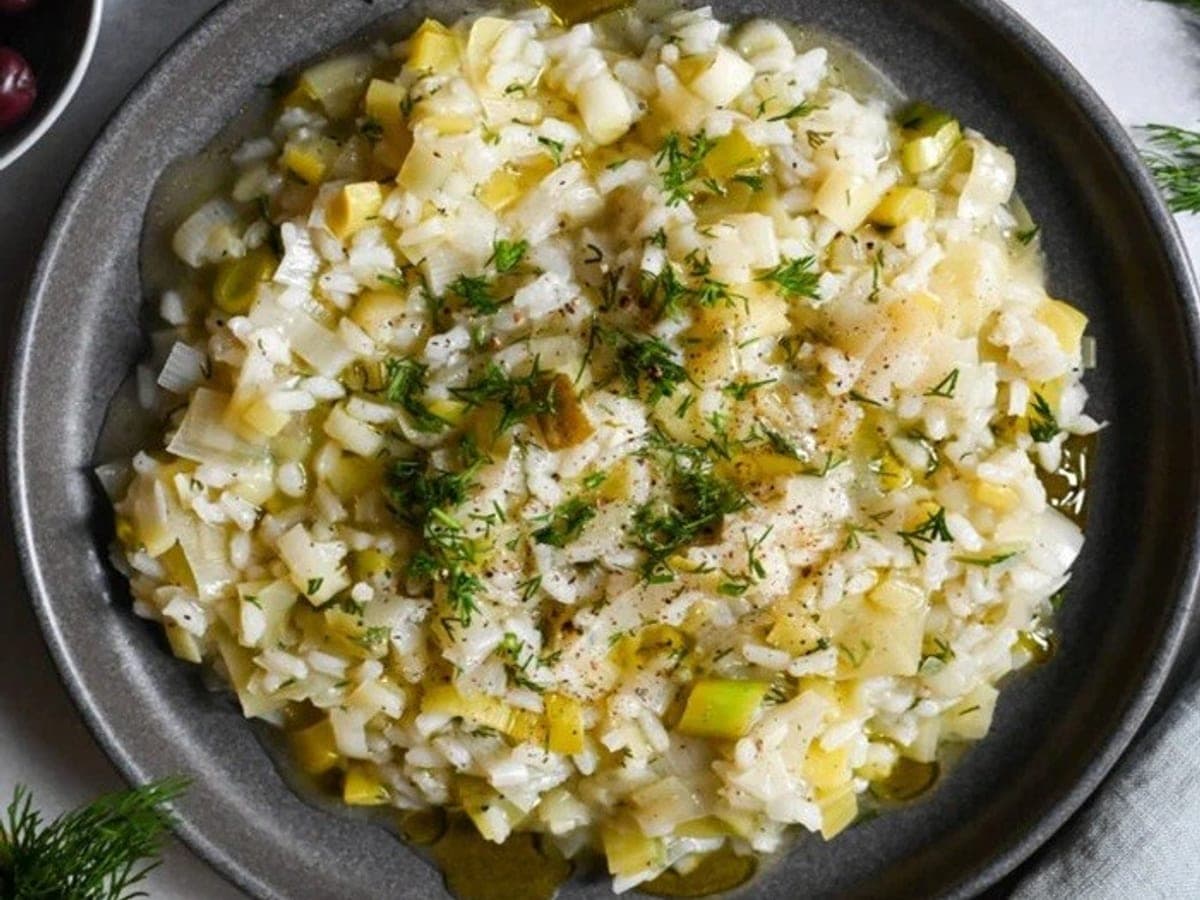 Presh me Oriz Leek and Rice Bake — International recipe