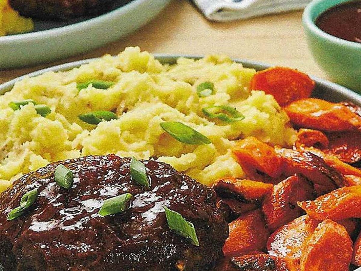 Soy-Glazed Meatloaves with Wasabi Mashed Potatoes & Roasted Carrots — United States recipe