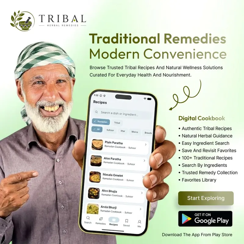 Smiling elder pointing at the recipe list in Tribal Herbal Remedies